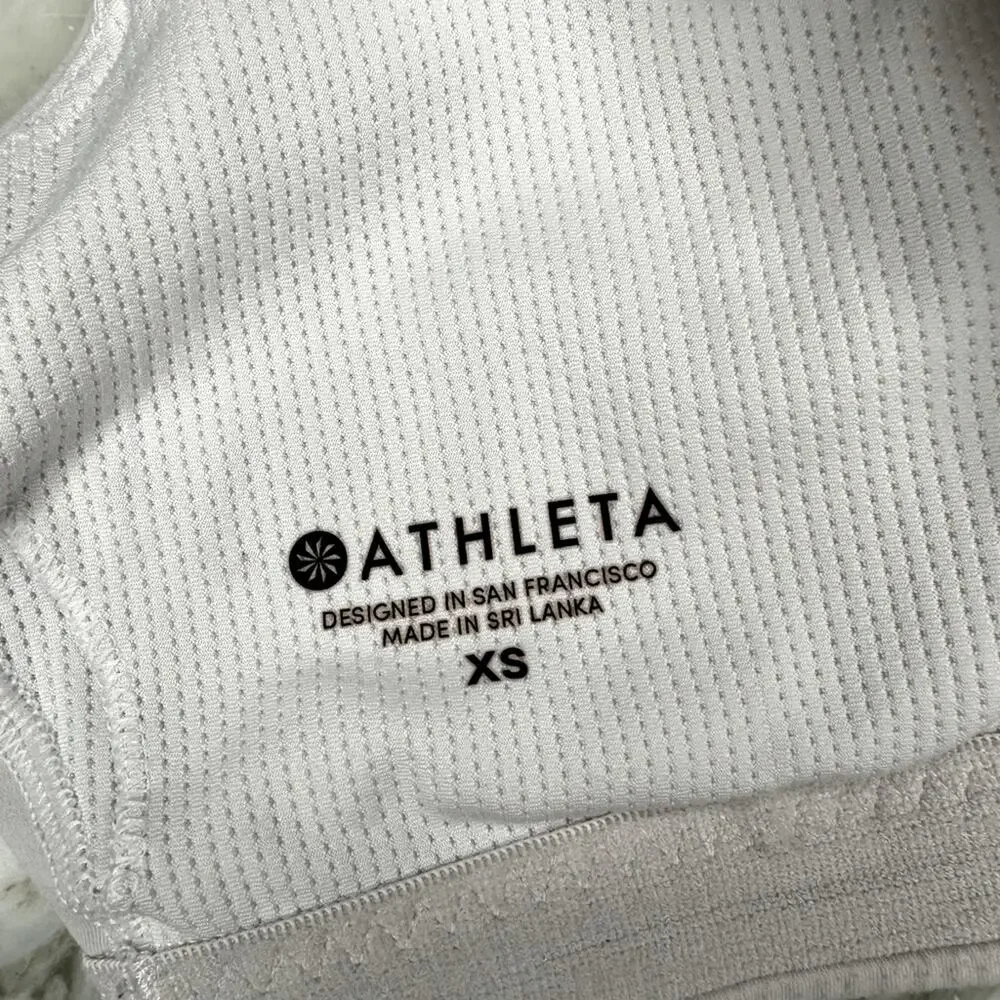 ATHLETA Womens Strappy Back Sports Bra with Mesh Detail Light Grey Size XS